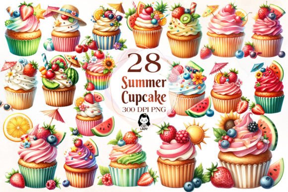 Download Watercolor Summer Cupcake Clipart Bundle - Premium Bundle