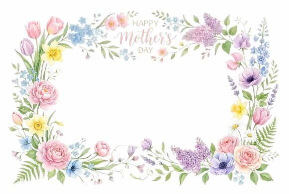 Download Botanical Border Frame Spring Mother's - Border Collection