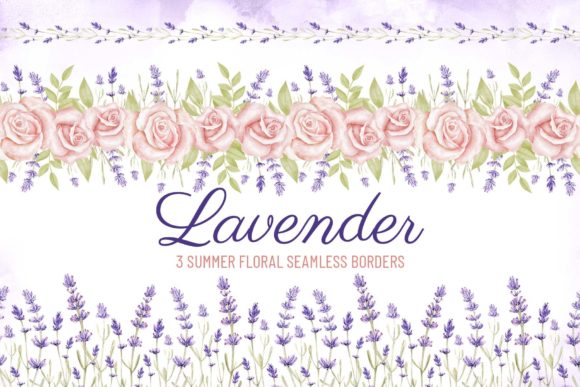 Download Watercolor Lavender Seamless Borders PNG - Border Collection
