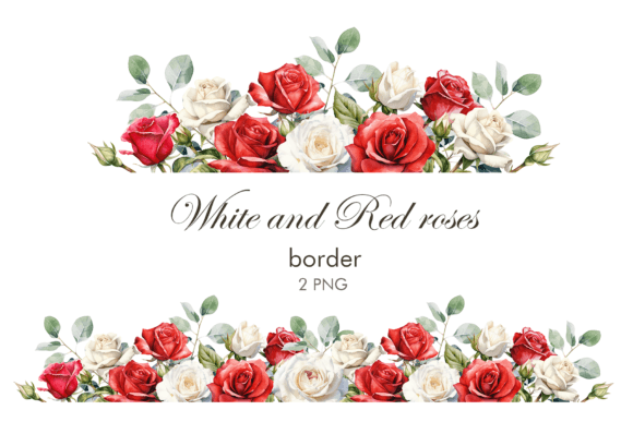 Download Watercolor White and Red Roses Border - Border Collection