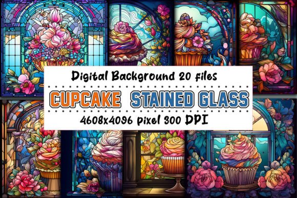 Download Stained Glass Cupcake Background Bundle - Cupcake Collection