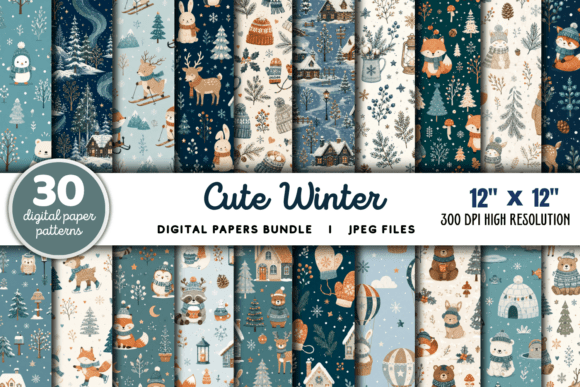 Download Cute Winter Digital Pattern Paper Bundle - Digital pattern Collection