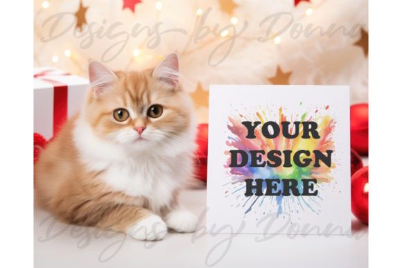 Download Christmas Greeting Card Mockup with Cat - Christmas greeting Collection