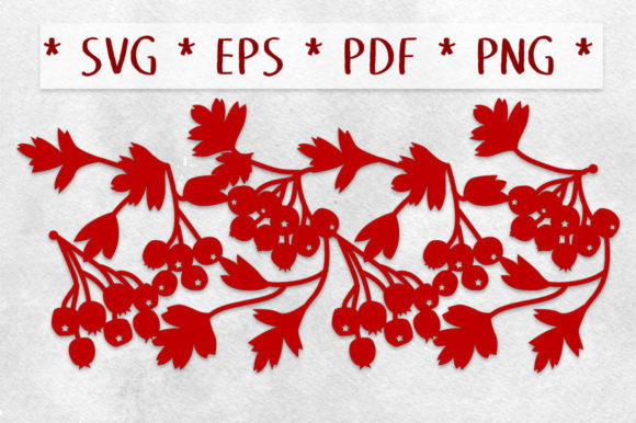 Download Hawthorn Berry Repeating Border SVG Cut - Border Collection