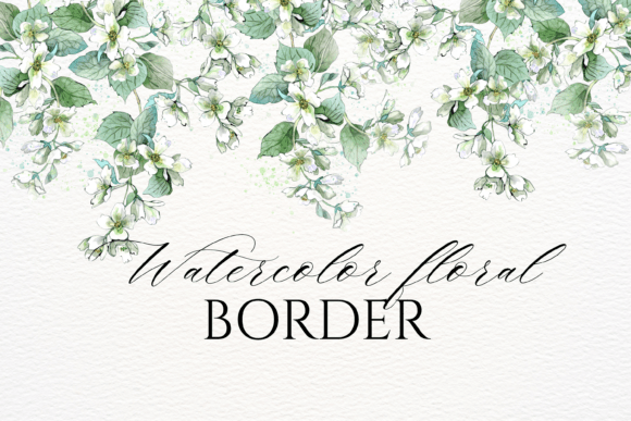 Download Watercolor Jasmine Floral Border PNG - Border Collection