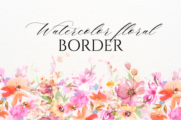 Download Watercolor Floral Border PNG - Border Collection