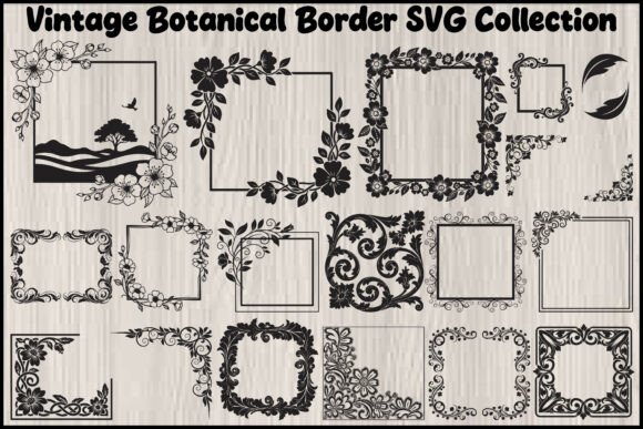 Download Vintage Botanical Border SVG Bundle - Border Collection