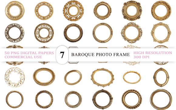 Download Elegant Round Gold Border Photo Frame - Border Collection