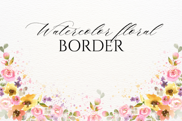 Download Watercolor Floral Border PNG - Border Collection