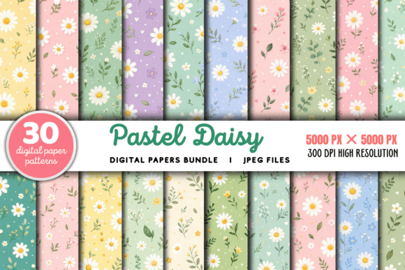 Download Pastel Daisy Digital Pattern Bundle - Premium Resources