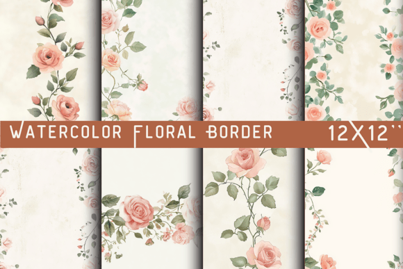 Download Watercolor Floral Border Paper - Border Collection