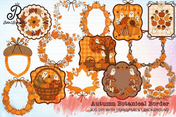 Download Autumn Botanical Border Clipart - Border Collection