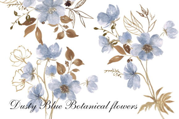 Download Dusty Blue Boho Botanical Border Clipart - Border Collection